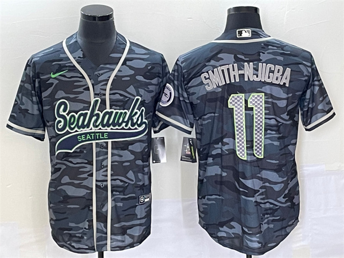 Personalized Men’s Seattle Seahawks #11 Jaxon Smith-Njigba Grey With Patch Cool Base Stitched Baseball Jersey