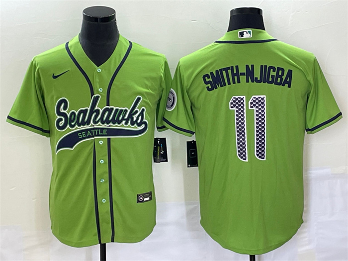 Personalized Men’s Seattle Seahawks #11 Jaxon Smith-Njigba Green With Patch Cool Base Stitched Baseball Jersey