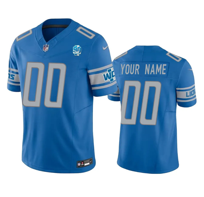 Personalized Men’s Detroit Lions Active Player Blue 2023 F.U.S.E. 90th Anniversary Untouchable Limited Stitched Jersey