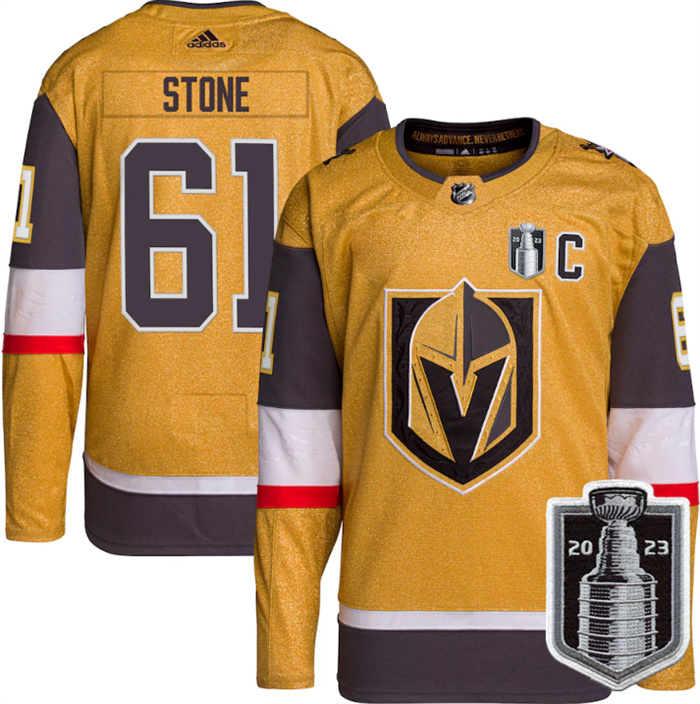 Personalized Men’s Vegas Golden Knights #61 Mark Stone Gold 2023 Stanley Cup Final Stitched Jersey