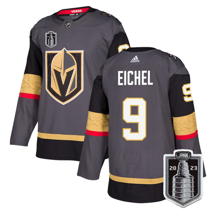 Personalized Men’s Vegas Golden Knights #9 Jack Eichel Grey 2023 Stanley Cup Final Stitched Jersey