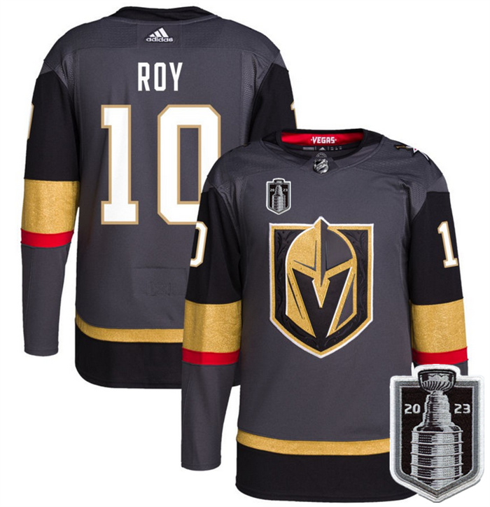 Personalized Men’s Vegas Golden Knights #10 Nicolas Roy Gray 2023 Stanley Cup Final Stitched Jersey