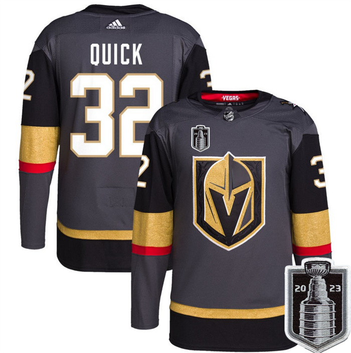 Personalized Men’s Vegas Golden Knights #32 Jonathan Quick Gray 2023 Stanley Cup Final Stitched Jersey