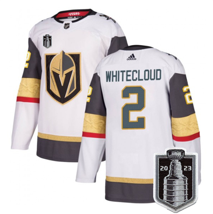 Personalized Men’s Vegas Golden Knights #2 Zach Whitecloud White 2023 Stanley Cup Final Stitched Jersey