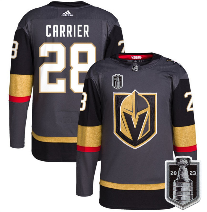 Personalized Men’s Vegas Golden Knights #28 William Carrier Gray 2023 Stanley Cup Final Stitched Jersey