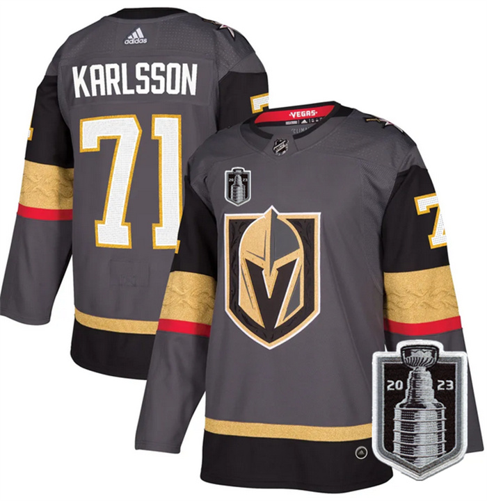 Personalized Men’s Vegas Golden Knights #71 William Karlsson Gray 2023 Stanley Cup Final Stitched Jersey
