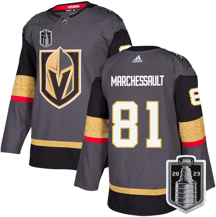 Personalized Men’s Vegas Golden Knights #81 Jonathan Marchessault Gray 2023 Stanley Cup Final Stitched Jersey