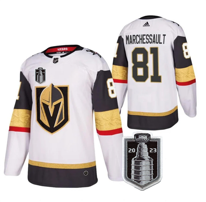 Personalized Men’s Vegas Golden Knights #81 Jonathan Marchessault White 2023 Stanley Cup Final Stitched Jersey