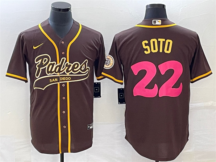 Personalized Men’s San Diego Padres #22 Juan Soto Brown Cool Base Stitched Baseball Jersey