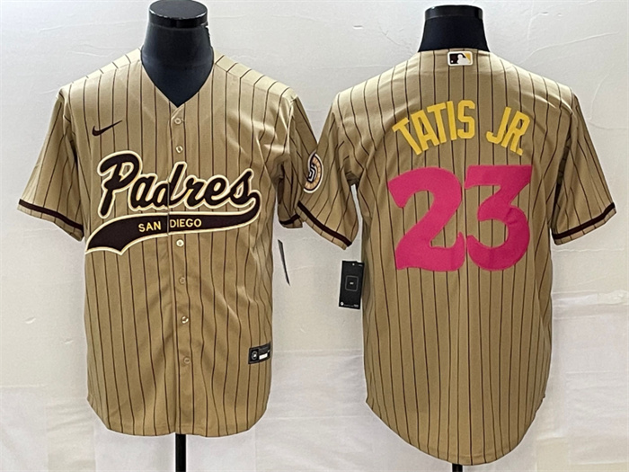Personalized Men’s San Diego Padres #23 Fernando Tatis Jr. Tan Cool Base Stitched Baseball Jersey