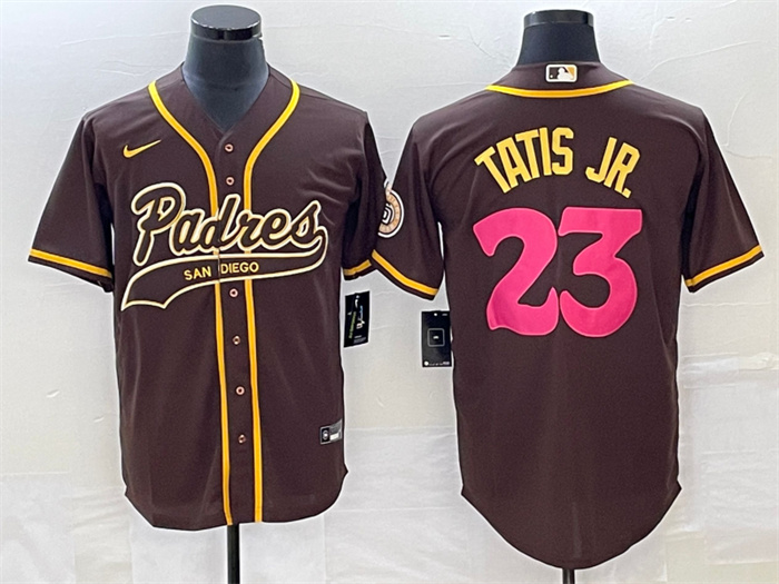 Personalized Men’s San Diego Padres #23 Fernando Tatis Jr. Brown Cool Base Stitched Baseball Jersey