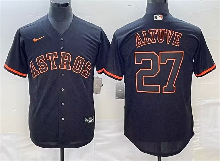 Personalized Men’s Houston Astros #27 Jose Altuve Black Cool Base Stitched Jersey