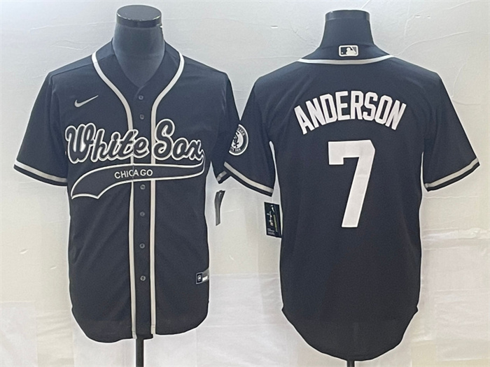 Personalized Men’s Chicago White Sox #7 Tim Anderson Black Cool Base Stitched Jersey