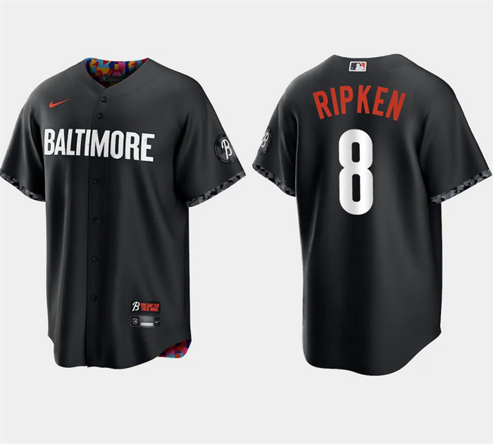 Personalized Men’s Baltimore Orioles #8 Cal Ripken Jr. Black 2023 City Connect Cool Base Stitched Baseball Jersey