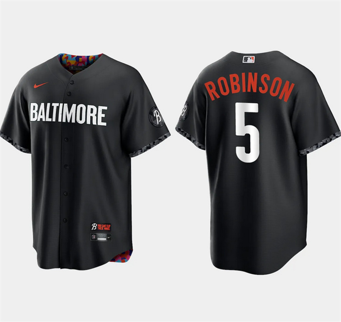 Personalized Men’s Baltimore Orioles #5 Brooks Robinson Black 2023 City Connect Cool Base Stitched Baseball Jersey