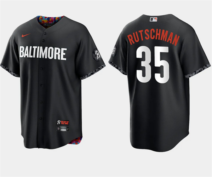 Personalized Men’s Baltimore Orioles #35 Adley Rutschman Black 2023 City Connect Cool Base Stitched Baseball Jersey