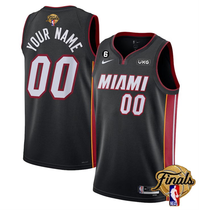 Personalized Men’s Miami Heat Active Player Black 2023 Finals Icon Edition With NO.6 Patch Stitched Basketball Jersey