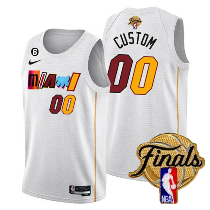 Personalized Men’s Miami Heat Active Player White 2023 Finals City Edition With NO.6 Patch Stitched Basketball Jersey