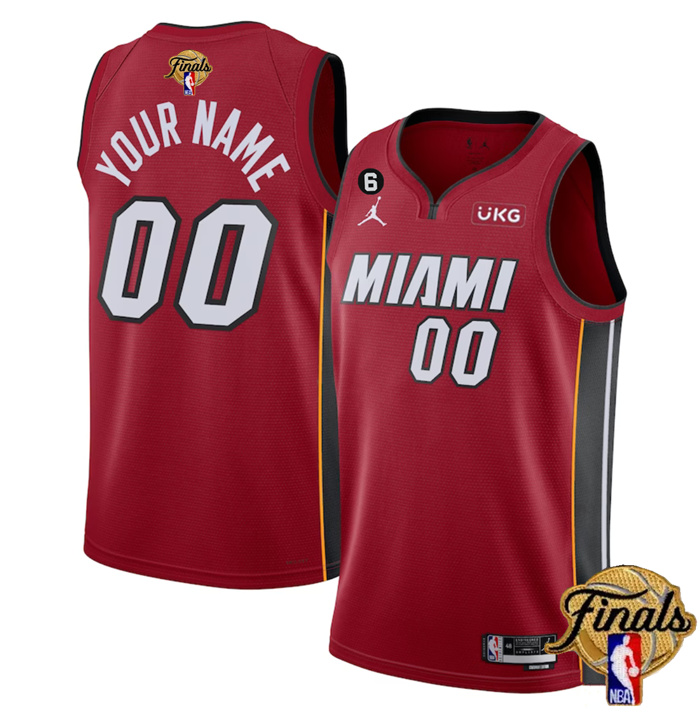 Personalized Men’s Miami Heat Active Player Red 2023 Finals Statement Edition With NO.6 Patch Stitched Basketball Jersey