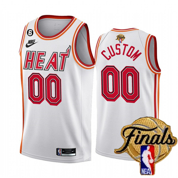 Personalized Men’s Miami Heat Active Player White 2023 Finals Classic Edition With NO.6 Patch Stitched Basketball Jersey