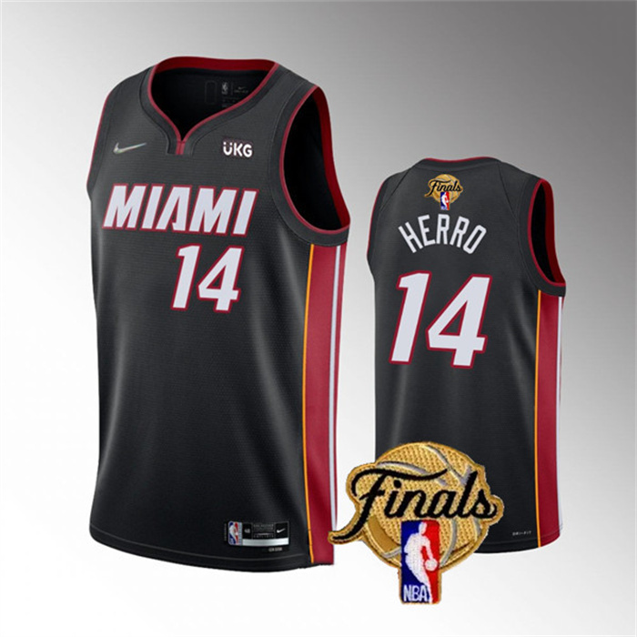 Personalized Men’s Miami Heat #14 Tyler Herro Black 2023 Finals Icon Edition Stitched Basketball Jersey