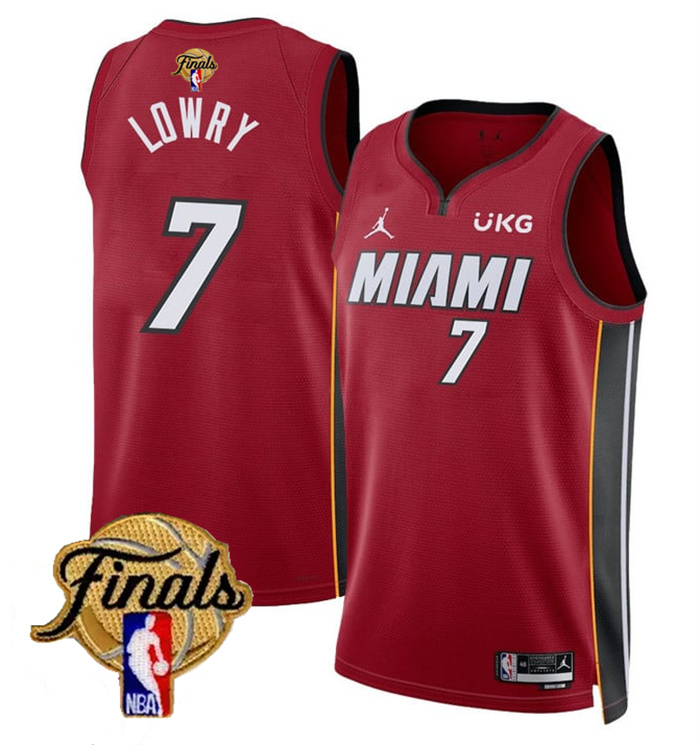 Personalized Men’s Miami Heat #7 Kyle Lowry Red 2023 Finals Statement Edition Stitched Basketball Jersey
