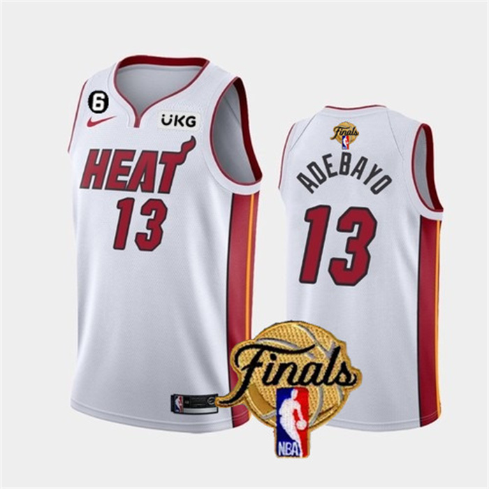 Personalized Men’s Miami Heat #13 Bam Adebayo White 2023 Finals Association Edition With NO.6 Patch Stitched Basketball Jersey
