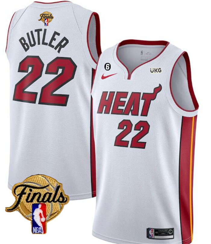 Personalized Men’s Miami Heat #22 Jimmy Butler White 2023 Finals Association Edition With NO.6 Patch Stitched Basketball Jersey