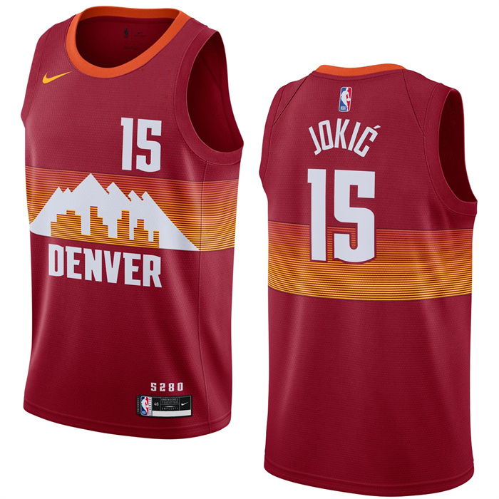 Personalized Men’s Denver Nuggets #15 Nikola Jokic Red City Edition Stitched Jersey