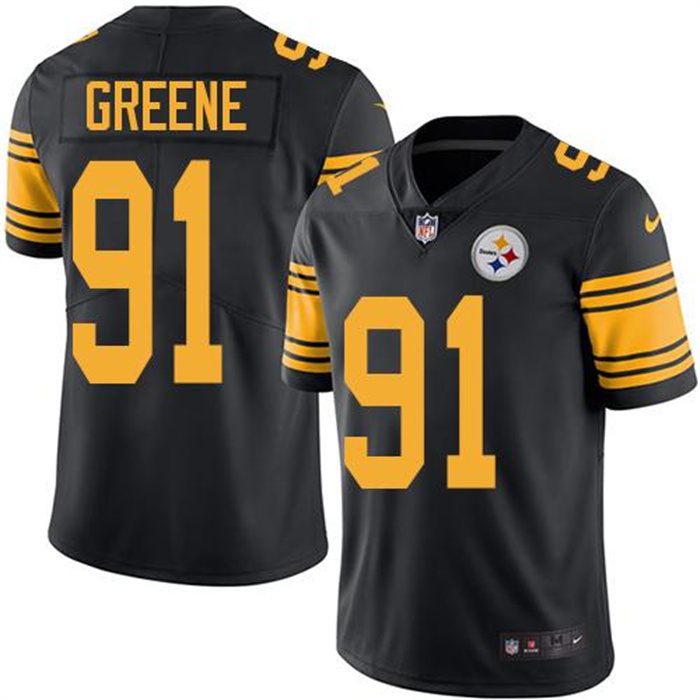Personalized Men’s Pittsburgh Steelers #91 Kevin Greene Black Color Rush Limited Stitched Jersey