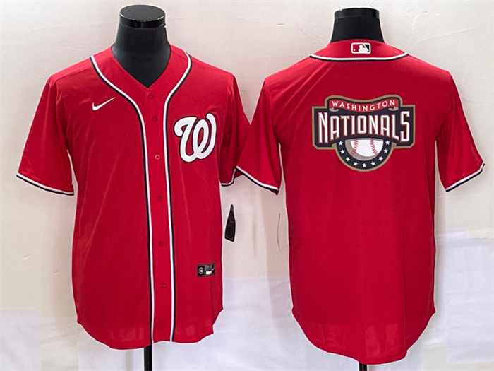 Personalized Men’s Washington Nationals Red Big Logo In Back Stitched Baseball Jersey