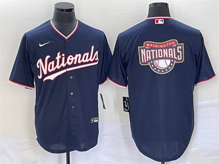 Personalized Men’s Washington Nationals Navy Big Logo In Back Stitched Baseball Jersey