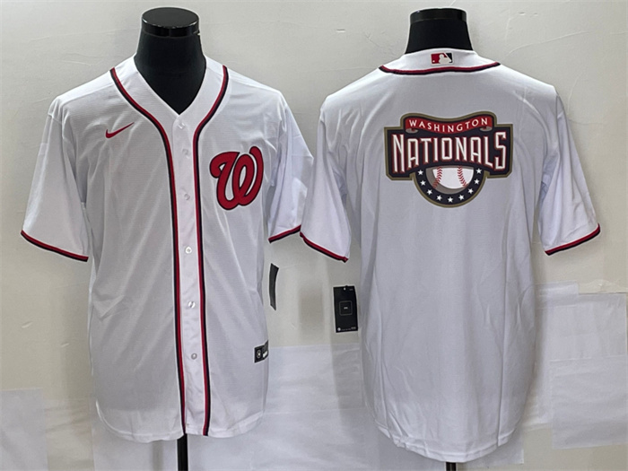 Personalized Men’s Washington Nationals White Big Logo In Back Stitched Baseball Jersey