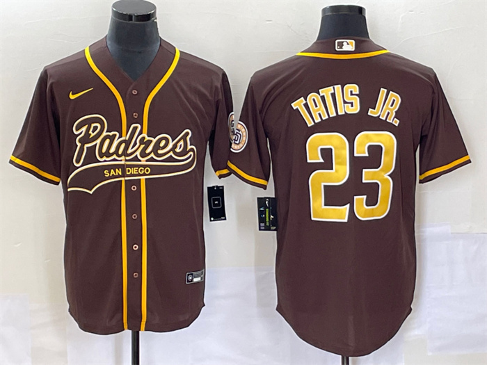 Personalized Men’s San Diego Padres #23 Fernando Tatis Jr. Brown Cool Base Stitched Baseball Jersey