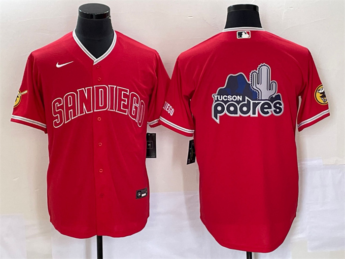 Personalized Men’s San Diego Padres Red Team Big Logo Cool Base With Patch Stitched Baseball Jerseys
