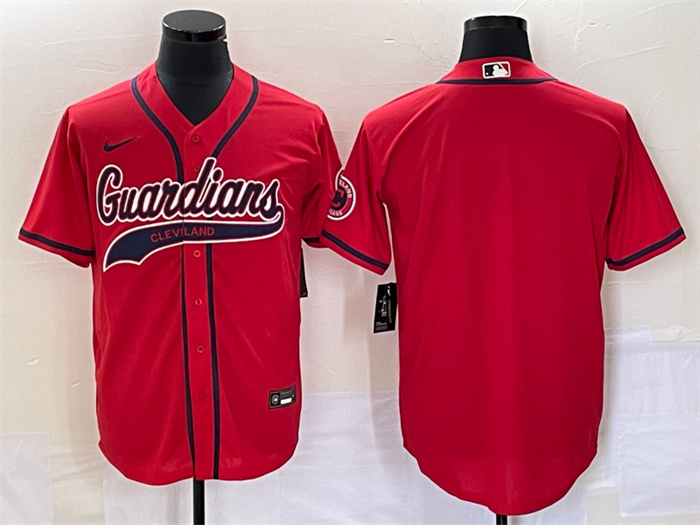 Personalized Men’s Cleveland Guardians Blank Red With Patch Cool Base Stitched Baseball Jersey
