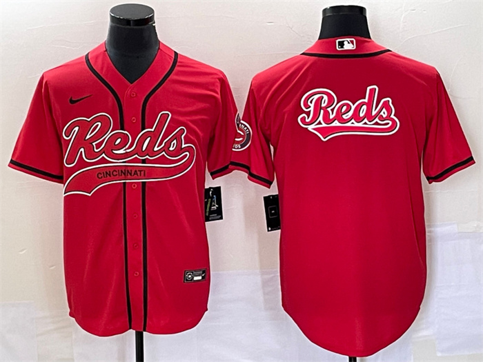 Personalized Men’s Cincinnati Reds Red Team Big Logo With Patch Cool Base Stitched Baseball Jersey