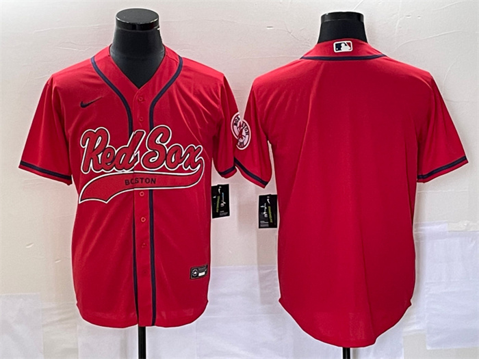 Personalized Men’s Boston Red Sox Blank Red With Patch Cool Base Stitched Baseball Jersey