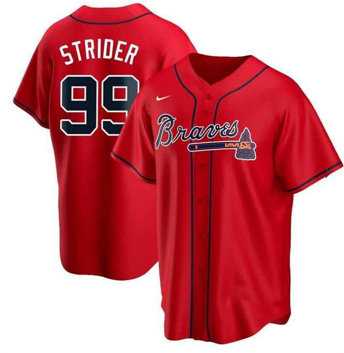 Personalized Men’s Atlanta Braves #99 Spencer Strider Red Cool Base Stitched Baseball Jersey