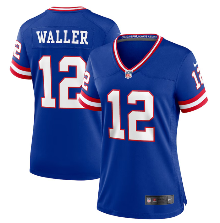 Personalized Women’s New York Giants #12 Darren Waller Royal Classic Retired Player Stitched Game Jersey(Run Small)