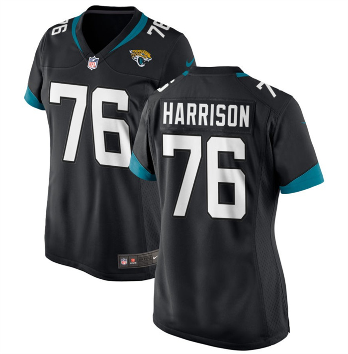 Personalized Women’s Jacksonville Jaguars #76 Anton Harrison Black 2023 Draft Stitched Jersey(Run Small)