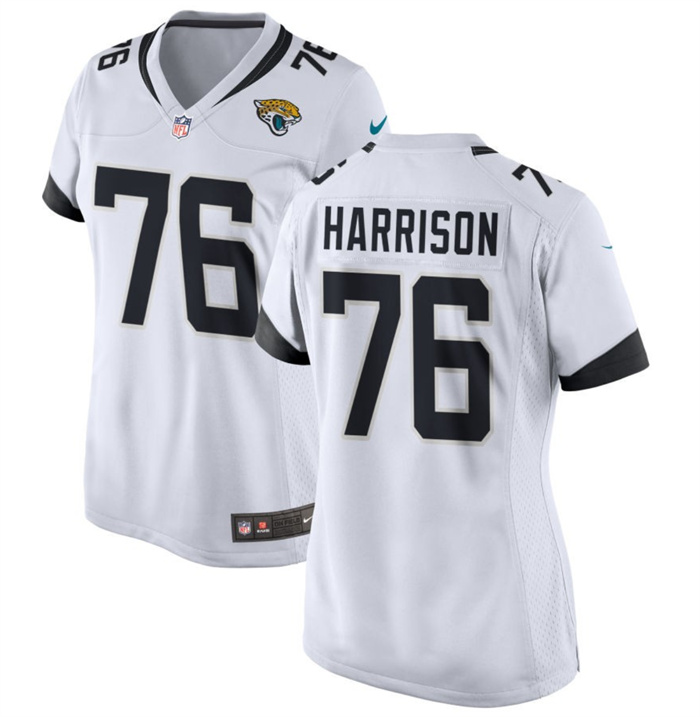 Personalized Women’s Jacksonville Jaguars #76 Anton Harrison White 2023 Draft Stitched Jersey(Run Small)