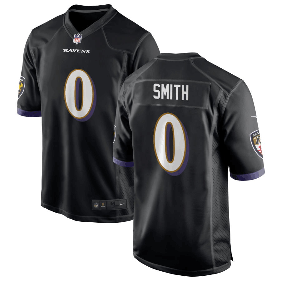 Personalized Men’s Baltimore Ravens #0 Roquan Smith Black Black Untouchable Limited Stitched Jersey