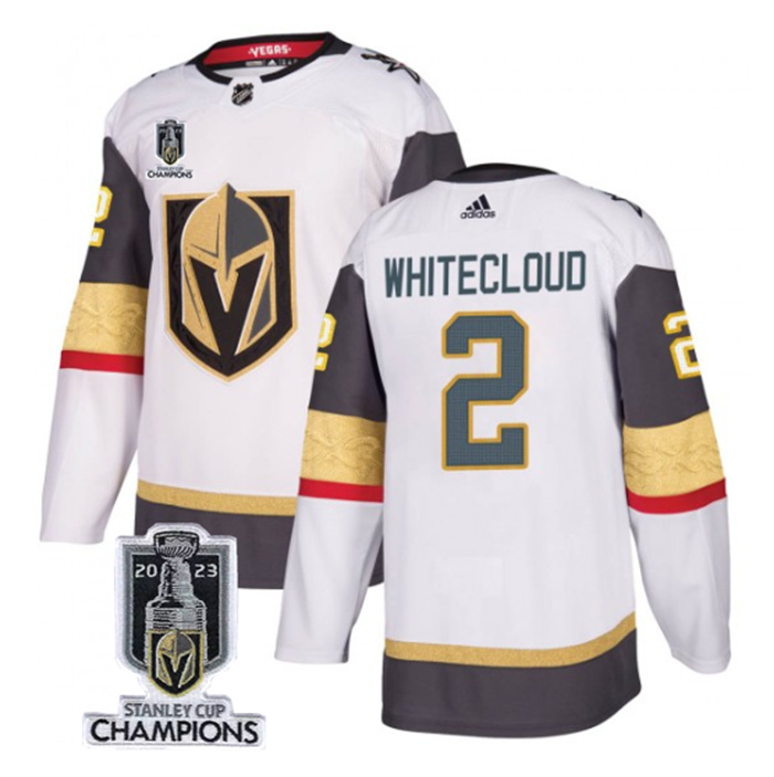 Personalized Men’s Vegas Golden Knights #2 Zach Whitecloud White 2023 Stanley Cup Champions Stitched Jersey