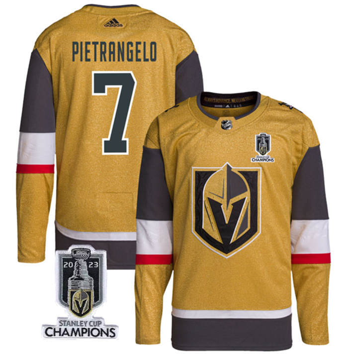 Personalized Men’s Vegas Golden Knights #7 Alex Pietrangelo Gold 2023 Stanley Cup Champions Stitched Jersey