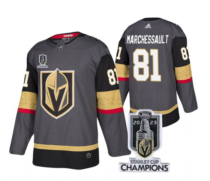 Personalized Men’s Vegas Golden Knights #81 Jonathan Marchessault Gray 2023 Stanley Cup Champions Stitched Jersey
