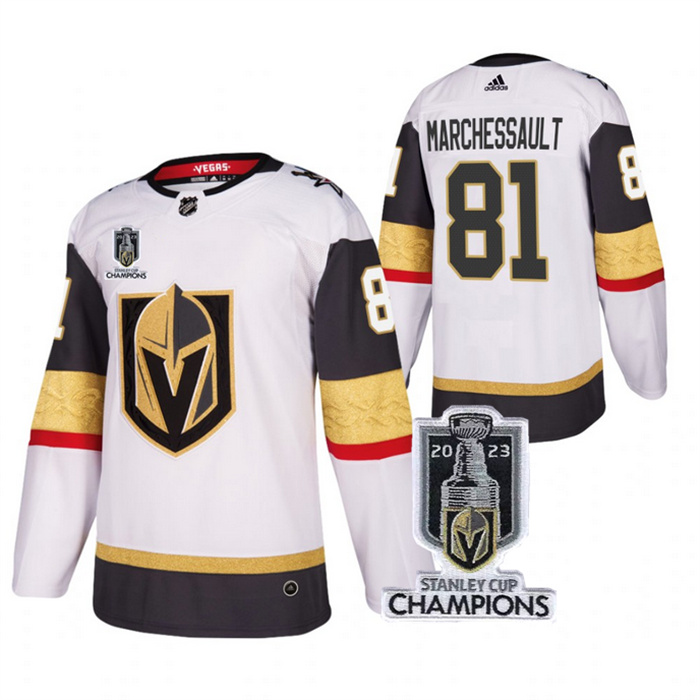 Personalized Men’s Vegas Golden Knights #81 Jonathan Marchessault White 2023 Stanley Cup Champions Stitched Jerseys