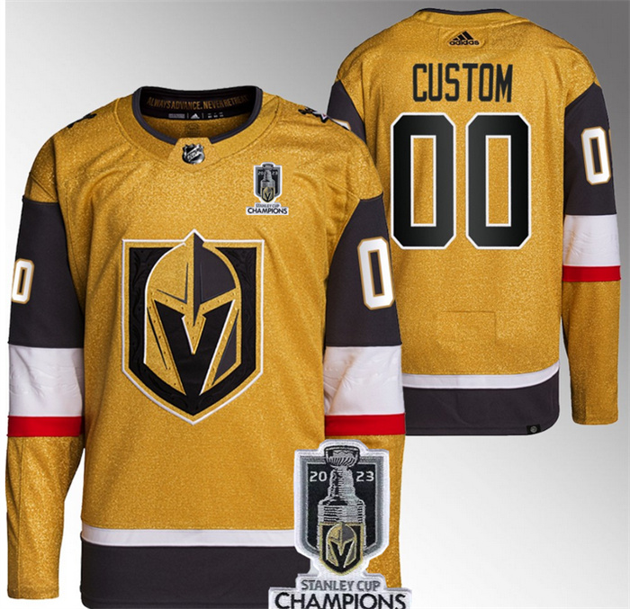Personalized Men’s Vegas Golden Knights Active Player Gold 2023 Stanley Cup Champions Stitched Jersey
