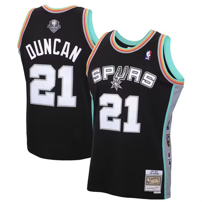Personalized Men’s San Antonio Spurs #21 Tim Duncan Black 2020 Hardwood Classics Swingman Stitched Jersey