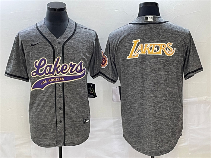 Personalized Men’s Los Angeles Lakers #24 Kobe Bryant Gray Cool Base With Patch Stitched Baseball Jerseys